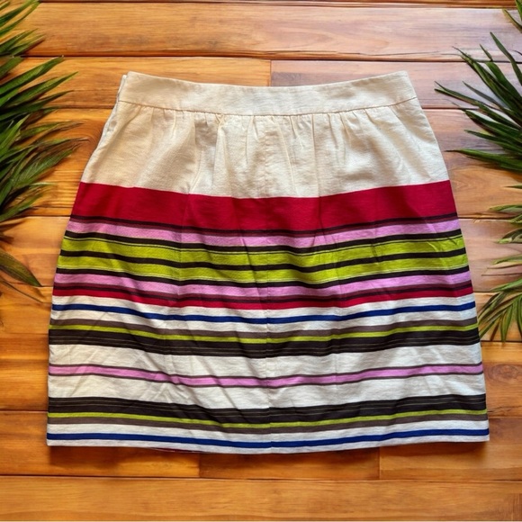 LOFT Multicolor Striped Pleated Skirt - Size 8 - Picture 8 of 15